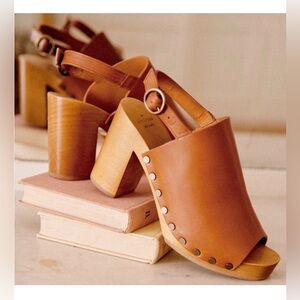 Sézane Sabots High Dakota Clogs – Camel Leather – Size 38 - NWT